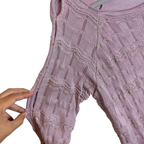 White House Black Market Sweater Women Large Purple Knitted Beaded Cold Shoulder - Picture 9 of 13